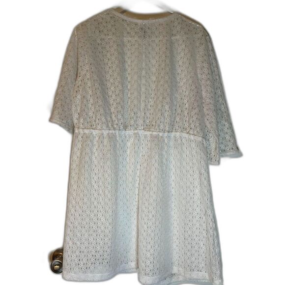 Catalina Tropicalcore Beach White Open Weave Drawstring Swimsuit Cover Up 2X - Picture 3 of 4